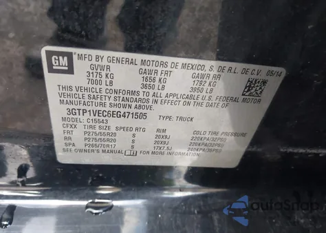 2014 GMC Sierra 1500 Slt из США, поврежденный, VIN 3GTP1VEC6EG471505